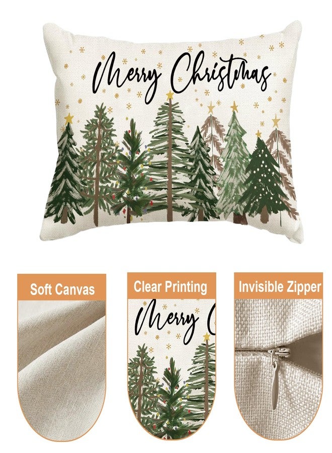 Baccessor Merry Christmas Pillow Cover 12x20 Inch, Xmas Trees Lumbar Pillow Case Christmas Winter Decoration for Cushion Sofa Couch Indoor Outdoor 1 Piece - Image 4